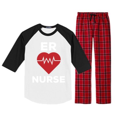 Er Nurse Emergency Room Nurse Heartbeat Nursing Gift Raglan Sleeve Pajama Set