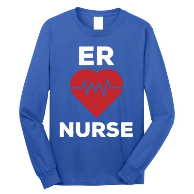 Er Nurse Emergency Room Nurse Heartbeat Nursing Gift Long Sleeve Shirt