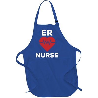 Er Nurse Emergency Room Nurse Heartbeat Nursing Gift Full-Length Apron With Pockets