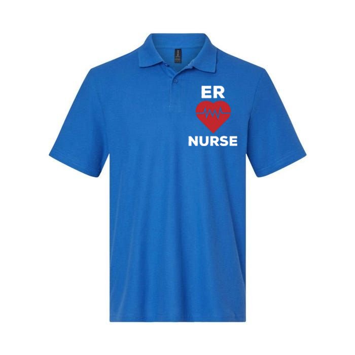 Er Nurse Emergency Room Nurse Heartbeat Nursing Gift Softstyle Adult Sport Polo