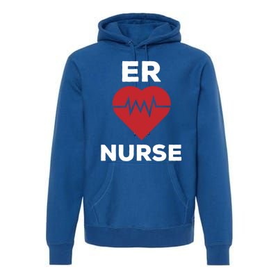 Er Nurse Emergency Room Nurse Heartbeat Nursing Gift Premium Hoodie