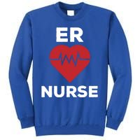 Er Nurse Emergency Room Nurse Heartbeat Nursing Gift Tall Sweatshirt