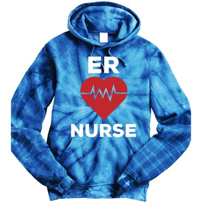 Er Nurse Emergency Room Nurse Heartbeat Nursing Gift Tie Dye Hoodie