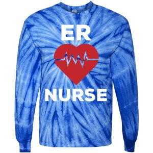 Er Nurse Emergency Room Nurse Heartbeat Nursing Gift Tie-Dye Long Sleeve Shirt