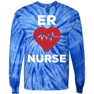 Er Nurse Emergency Room Nurse Heartbeat Nursing Gift Tie-Dye Long Sleeve Shirt