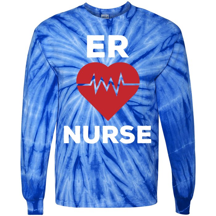 Er Nurse Emergency Room Nurse Heartbeat Nursing Gift Tie-Dye Long Sleeve Shirt