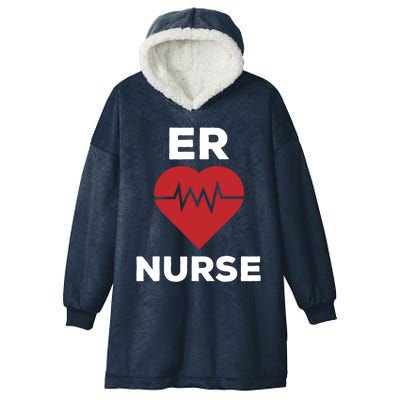 Er Nurse Emergency Room Nurse Heartbeat Nursing Gift Hooded Wearable Blanket