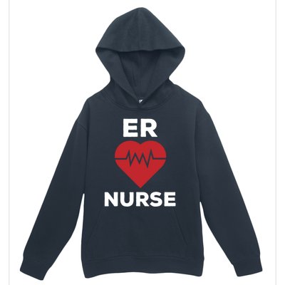 Er Nurse Emergency Room Nurse Heartbeat Nursing Gift Urban Pullover Hoodie