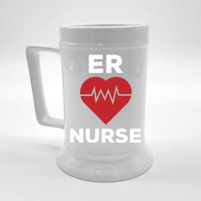 Er Nurse Emergency Room Nurse Heartbeat Nursing Gift Beer Stein