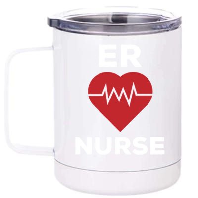 Er Nurse Emergency Room Nurse Heartbeat Nursing Gift 12 oz Stainless Steel Tumbler Cup