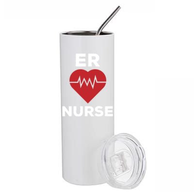 Er Nurse Emergency Room Nurse Heartbeat Nursing Gift Stainless Steel Tumbler