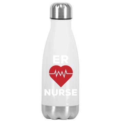 Er Nurse Emergency Room Nurse Heartbeat Nursing Gift Stainless Steel Insulated Water Bottle