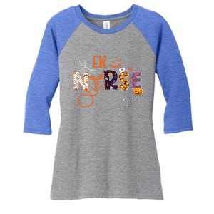 Emergency Nurse Er Nurse Halloween Spooky Season Nursing Funny Gift Women's Tri-Blend 3/4-Sleeve Raglan Shirt