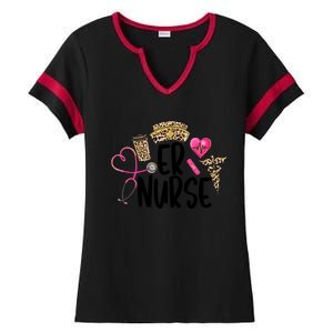 Er Nurse Emergency Room Nurse Leopard Emt Student Nurse Life Gift Ladies Halftime Notch Neck Tee