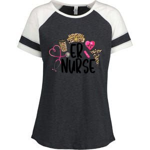 Er Nurse Emergency Room Nurse Leopard Emt Student Nurse Life Gift Enza Ladies Jersey Colorblock Tee