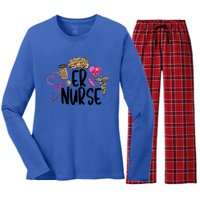 Er Nurse Emergency Room Nurse Leopard Emt Student Nurse Life Gift Women's Long Sleeve Flannel Pajama Set 