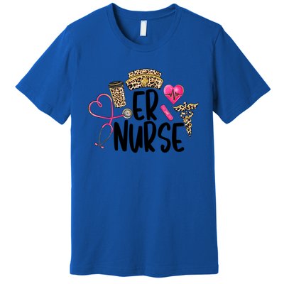 Er Nurse Emergency Room Nurse Leopard Emt Student Nurse Life Gift Premium T-Shirt