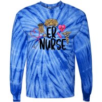 Er Nurse Emergency Room Nurse Leopard Emt Student Nurse Life Gift Tie-Dye Long Sleeve Shirt