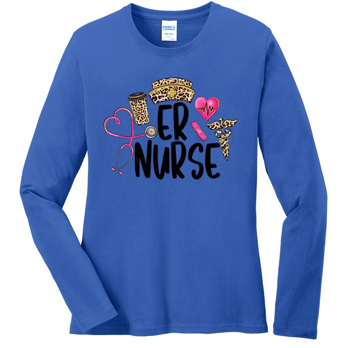 Er Nurse Emergency Room Nurse Leopard Emt Student Nurse Life Gift Ladies Long Sleeve Shirt