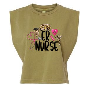 Er Nurse Emergency Room Nurse Leopard Emt Student Nurse Life Gift Garment-Dyed Women's Muscle Tee