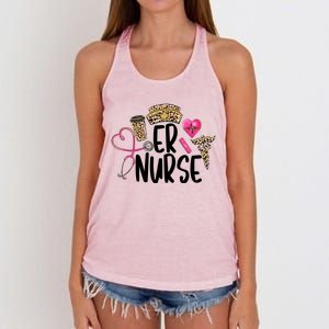 Er Nurse Emergency Room Nurse Leopard Emt Student Nurse Life Gift Women's Knotted Racerback Tank