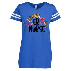 Er Nurse Emergency Room Nurse Leopard Emt Student Nurse Life Gift Enza Ladies Jersey Football T-Shirt