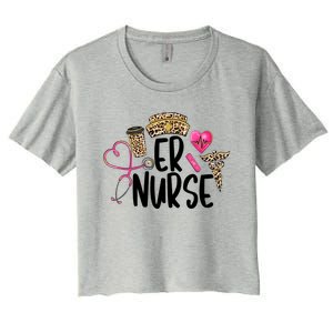 Er Nurse Emergency Room Nurse Leopard Emt Student Nurse Life Gift Women's Crop Top Tee