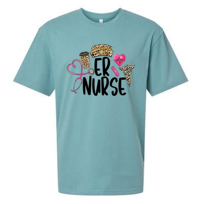 Er Nurse Emergency Room Nurse Leopard Emt Student Nurse Life Gift Sueded Cloud Jersey T-Shirt