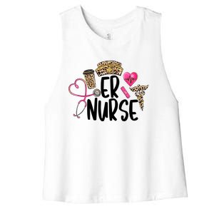 Er Nurse Emergency Room Nurse Leopard Emt Student Nurse Life Gift Women's Racerback Cropped Tank