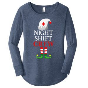 Elf Nursing Funny Christmas Nurse Night Shift Crew Women's Perfect Tri Tunic Long Sleeve Shirt