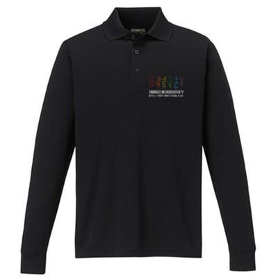 Embrace Neurodiversity flower Autism Awareness Mom Gifts Performance Long Sleeve Polo