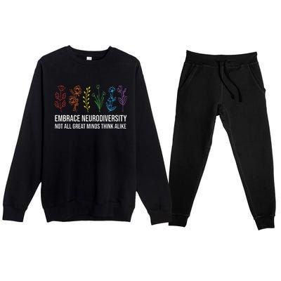 Embrace Neurodiversity flower Autism Awareness Mom Gifts Premium Crewneck Sweatsuit Set