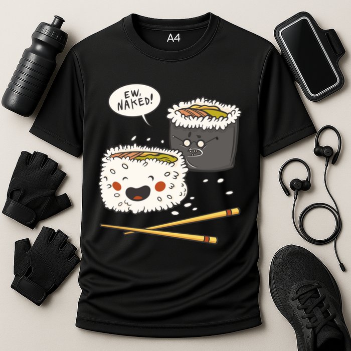Ew Naked Funny Sushi Cooling Performance Crew T-Shirt