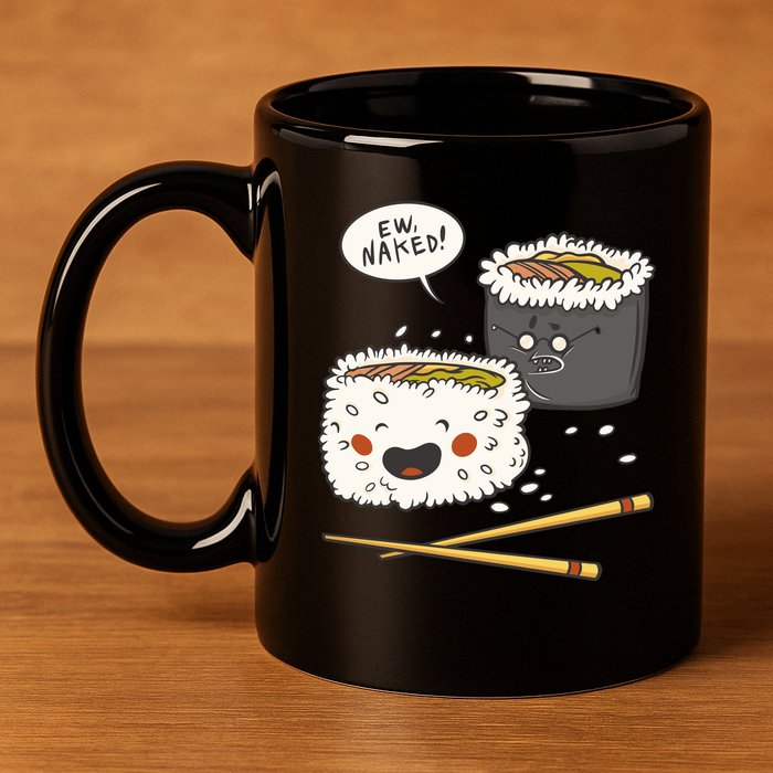 Ew Naked Funny Sushi 11oz C Handle Ceramic Mug