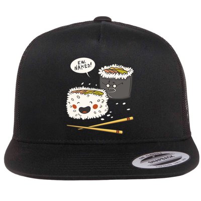 Ew Naked Funny Sushi Flat Bill Trucker Hat