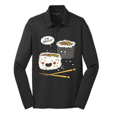 Ew Naked Funny Sushi Silk Touch Performance Long Sleeve Polo