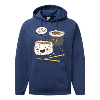 Ew Naked Funny Sushi Performance Fleece Hoodie