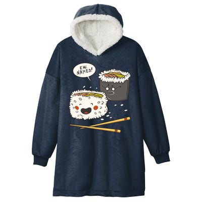 Ew Naked Funny Sushi Hooded Wearable Blanket