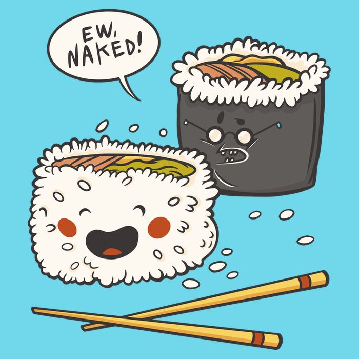 Ew Naked Funny Sushi Womens T-Shirt