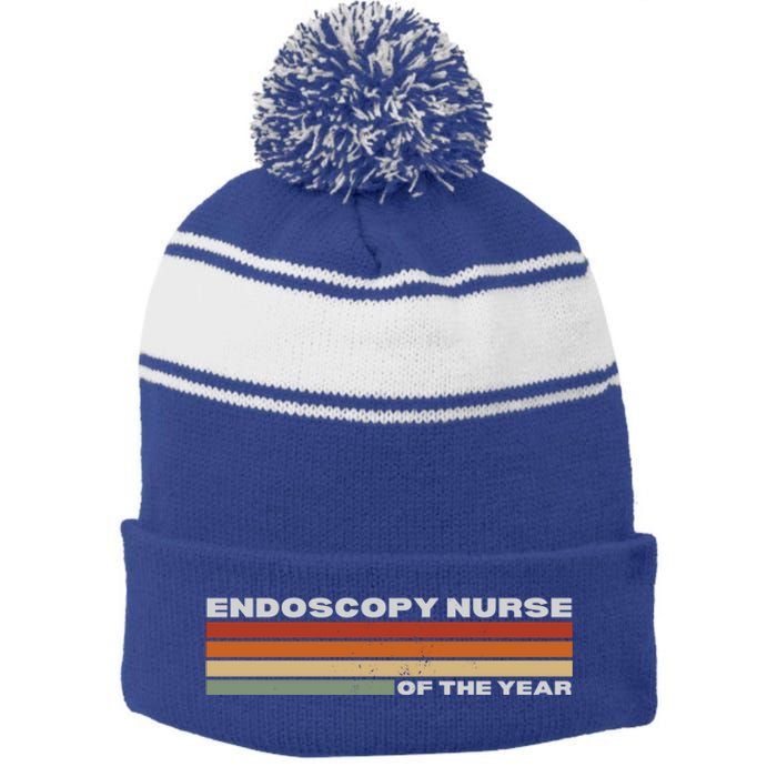 Endoscopy Nurse Funny Nursing Student Appreciation Quote Gift Stripe Pom Pom Beanie