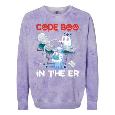 Er Nurse Funny Er Nurse Great Gift Halloween Code Boo In The Er Gift Colorblast Crewneck Sweatshirt