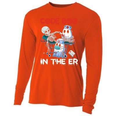 Er Nurse Funny Er Nurse Great Gift Halloween Code Boo In The Er Gift Cooling Performance Long Sleeve Crew