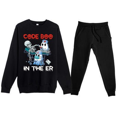 Er Nurse Funny Er Nurse Great Gift Halloween Code Boo In The Er Gift Premium Crewneck Sweatsuit Set