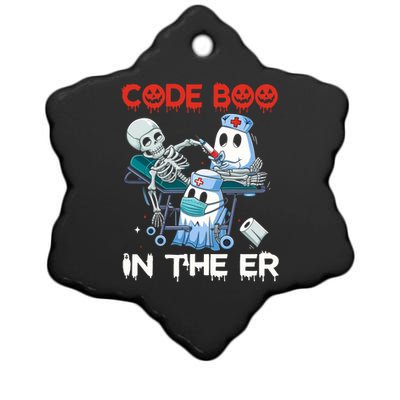 Er Nurse Funny Er Nurse Great Gift Halloween Code Boo In The Er Gift Ceramic Star Ornament