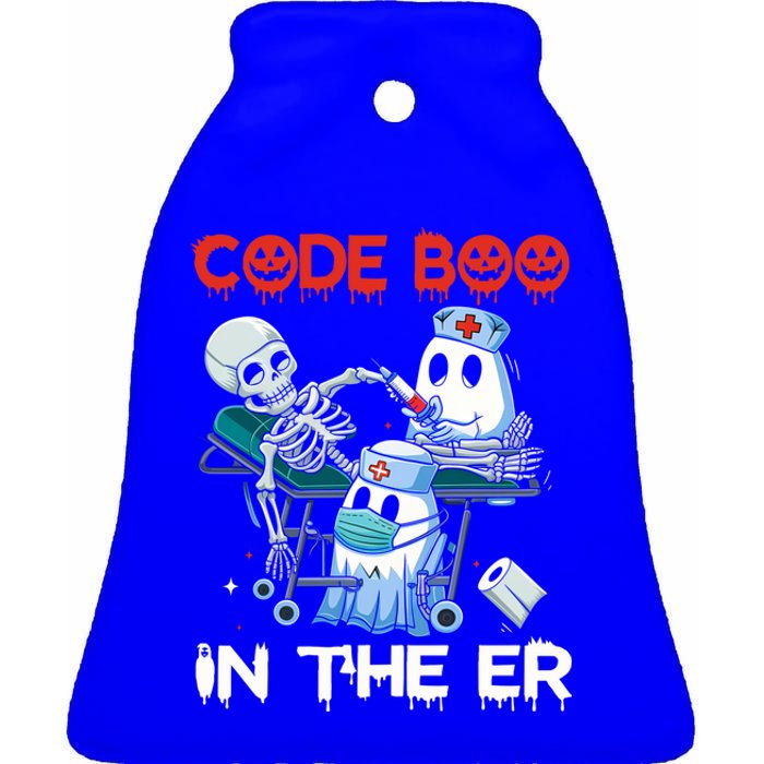 Er Nurse Funny Er Nurse Great Gift Halloween Code Boo In The Er Gift Ceramic Bell Ornament