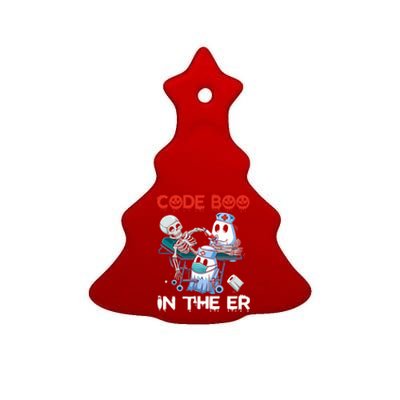 Er Nurse Funny Er Nurse Great Gift Halloween Code Boo In The Er Gift Ceramic Tree Ornament