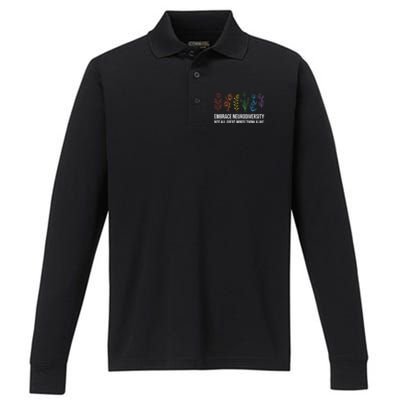 Embrace Neurodiversity flower Autism Awareness Mom Gifts Performance Long Sleeve Polo