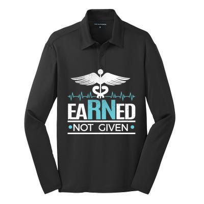 Earned Not Given Rn Gift Silk Touch Performance Long Sleeve Polo