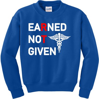 Earned Not Given Rt Respiratory Therapist Funny Graduation Cool Gift Kids Sweatshirt