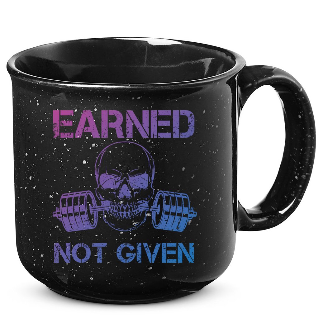 Earned Not Given Weightlifting Gym Workout Motivational Great Gift 15oz Campfire Ceramic Mug